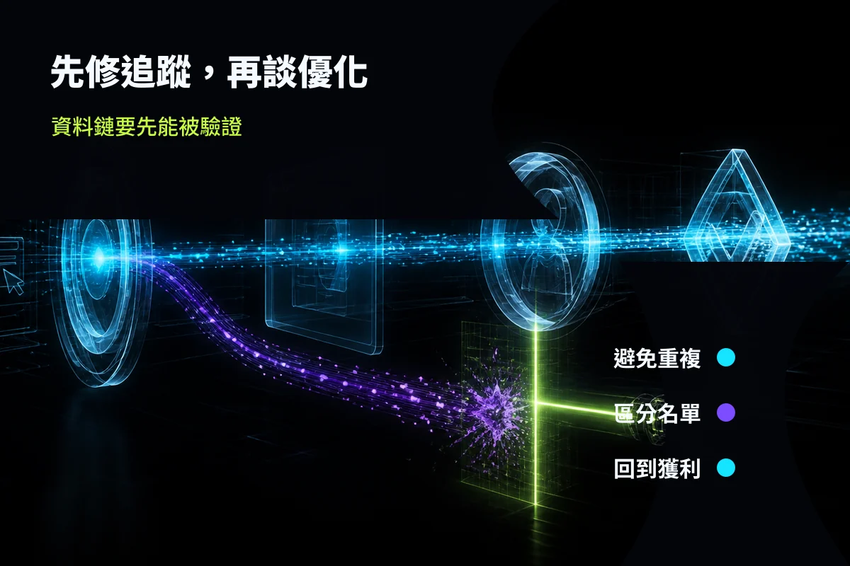 Meta AI 能分析廣告了?台灣中小企業導入前的 6 項檢查 2 導入 AI 廣告分析前先檢查事件去重、諮詢點擊與正式名單追蹤